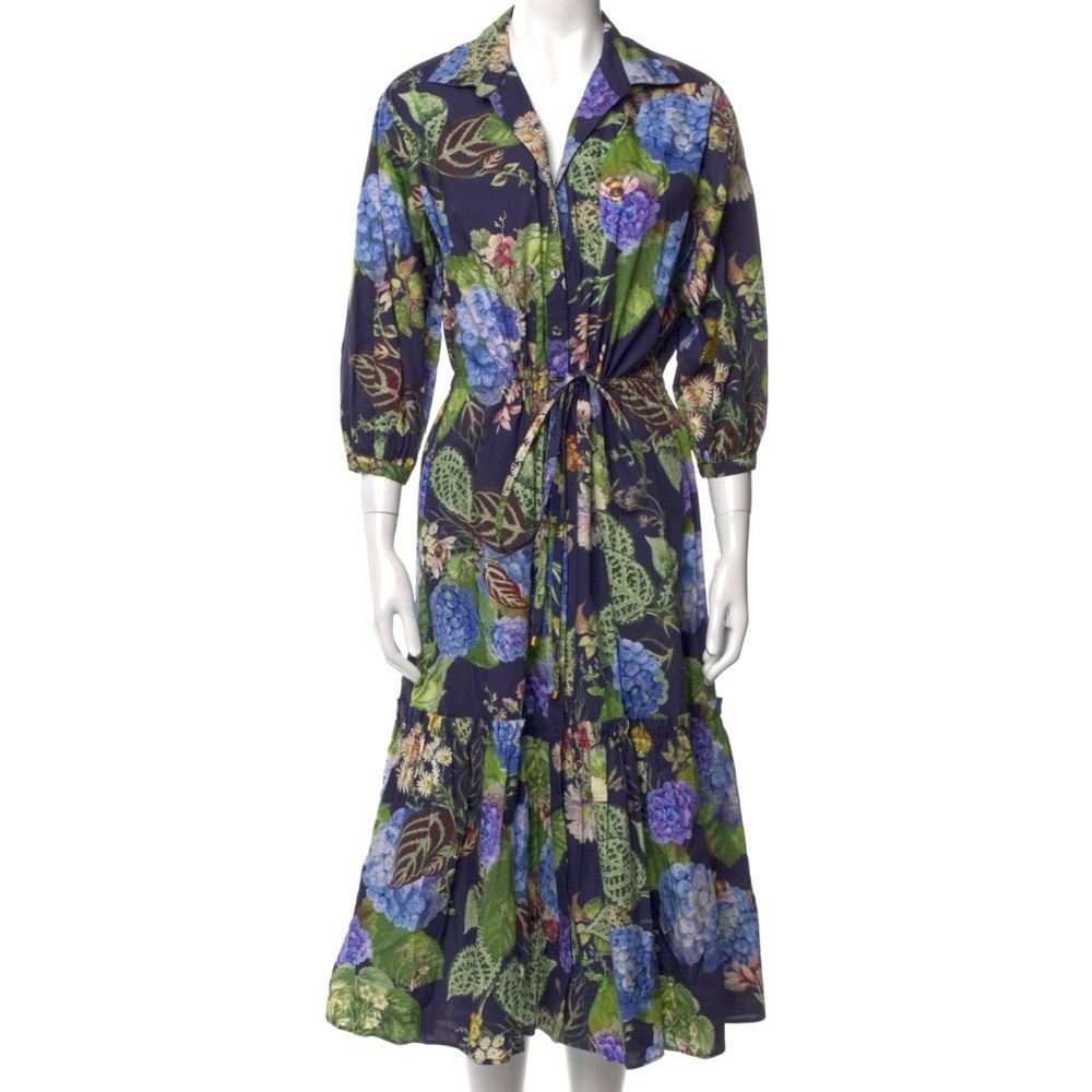 Cara Cara Floral Print Midi Length Cotton Dress NWOT - Picture 2 of 8